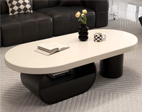 Table basse en roche frittée pour salon, idéale pour petit appartement, style luxe léger, moderne et simple, ovale