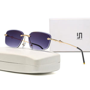 แว่นกันแดดไร้กรอบโลหะใหม่สำหรับผู้หญิง ป้องกันรังสียูวี 400 รุ่นที่ 3 กรอบสีดำ เลนส์พีซี แฟชั่นสไตล์ยุโรป - Product Image 2