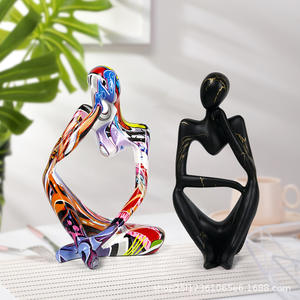 Ornement de personnage nordique Penseur, Artisanat créatif transfrontalier, Art décoratif, Sculpture abstraite européenne en résine époxy pour la maison - Product Image 1