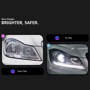 AURON <b>LED</b> <b>Headlight</b> Assembly for Mercedes-Benz C-Class W204 (2011-2014) | OE Style Upgrade DRL 12V New 6000K White Light - Product Image 4