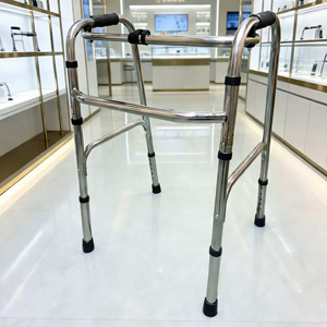 Déambulateur à quatre roues en acier inoxydable OEM, hauteur réglable, pour personnes âgées, aide à la mobilité - Product Image 2