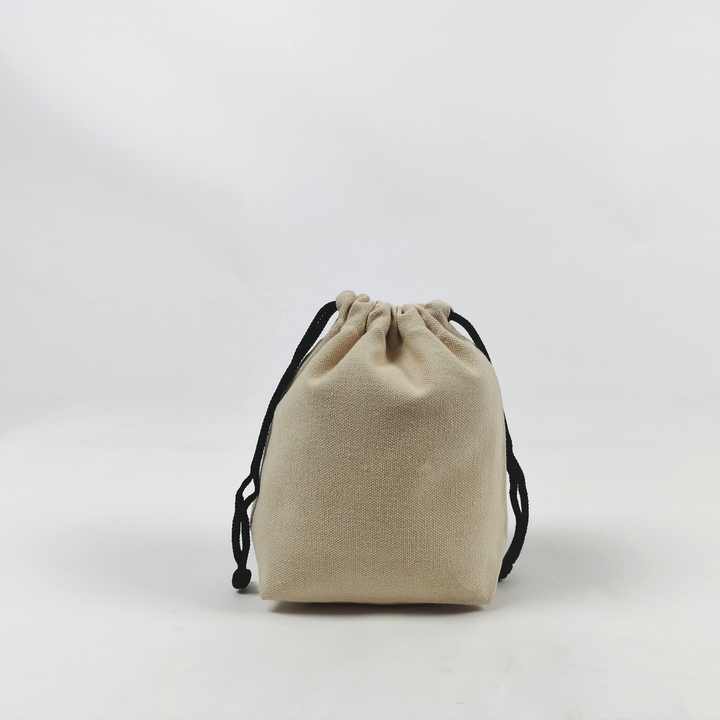 Drawstring Bag With Custom Printed Logo Small Drawstring Storage Bag Natural Canvas Drawstring Gift Bag