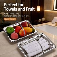 Roestvrijstalen handdoek-servetbakje, fruitmand met handvat, multifunctionele opbergplaat voor hotelbar, KTV, restaurant, thuis