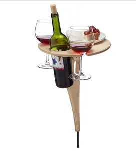 Soporte plegable para vasos de vino, estante colgante de madera para acampada, mesas de pícnic, estante portátil para playa, mesa de vino al aire libre