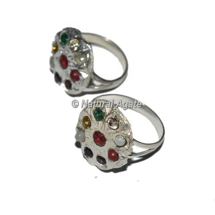 9 piedra plata Chakra anillo | Anillo de anillos de piedras preciosas