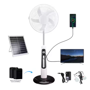 Best White Portable <b>Solar</b> <b>Panel</b> Energy Fan White Indoor Cooling Standing Fan With Remote Control - Product Image 1