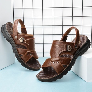 Sandalias Planas de Cuero Genuino para Hombre 2026, Diseño de Leopardo, Antideslizantes, Punta Abierta, Suela de Goma, Calzado Casual de Verano - Product Image 3