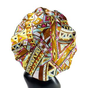 Bonnet de nuit double de luxe pour femme, imprimé végétal, avec logo personnalisé, vente en gros, en stock pour la saison printemps - Product Image 4