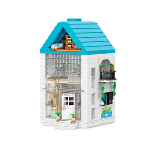 Bloques de Construcción Creativos Weile, Mini Casa de Niñas, Juguete Educativo de Ensamblaje para Niños de 3 a 8 Años, Techo Blanco y Azul con Balcón - Product Image 1