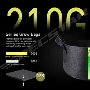 Groothandel Duurzame Stof Grow Bags Met Handvatten 1/ 2 / 3 / 5 / 7 / 10 / 15 / 20 / 25 / 30 / 45 / 50 / 100 Gallon