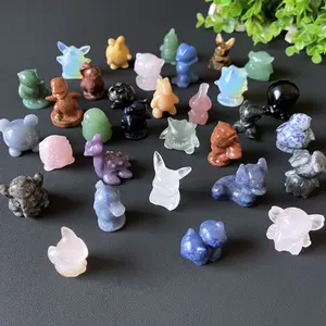 Groothandel Bulk Edelsteen Pocket Monster Carving Hand Gesneden Kristal Pokemon Carving