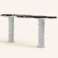 Table d'appoint en marbre de luxe nordique Table console en travertin de porche de luxe nordique pour salon de couloir d'entrée