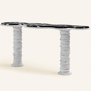 <span class=keywords><strong>Table</strong></span> d'appoint en marbre de luxe nordique <span class=keywords><strong>Table</strong></span> <span class=keywords><strong>console</strong></span> en travertin de porche de luxe nordique pour salon de couloir d'entrée - Product Image 5