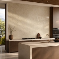 Revêtement mural intérieur WYRAX pour crédence de cuisine en travertin beige, panneau mural en marbre UV pour intérieurs résidentiels