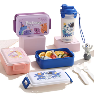 Boîte à petit-déjeuner rectangulaire portable en plastique sans BPA, écologique, compatible micro-ondes, 3 compartiments, chauffable, anti-fuite, pour une fraîcheur durable - Product Image 5