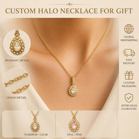 Kalung Liontin Batu Oval Vintage SongYi untuk Wanita, Rantai Tautan Mungil Berhiaskan Kristal Berkilau, Perhiasan Fashion
