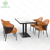 HUALIN Table à Manger Moderne en Pierre Frittée de Haute Qualité, Table de Restaurant en Marbre, Tables et Chaises pour Hôtel et Café