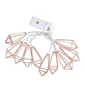 Nordic minimalist LED Christmas decoration iron art rose gold water drop string geometric fairy string lights