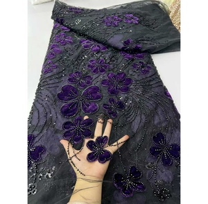 Nuovo Pizzo Francese di Lusso TopLace per Matrimoni, Ricamato con Motivi Floreali, Ecologico con Paillettes, in Poliestere, per Feste, Stile <span class=keywords><strong>Africano</strong></span>, 5 Iarde - Product Image 2