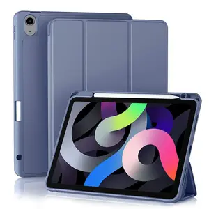 Sarung kulit Flip pintar untuk iPad, casing & sarung Tablet lipat tiga wadah pensil 2022/2020 inci, kulit Flip pintar generasi ke-5/4,4