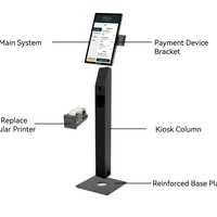 Kiosque de commande automatique 3-en-1 pour restaurant, station de commande automatique avec écran tactile de 21,5 pouces, lecteur de cartes, scanner, imprimante thermique