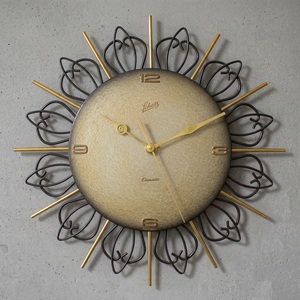 Brass & Iron Mid Century <b>Clock</b> Good Selling New Design Metal Wall Hanging <b>Clock</b> Printed Face <b>Battery</b> Operated Metal Round <b>Clock</b> - Product Image 2