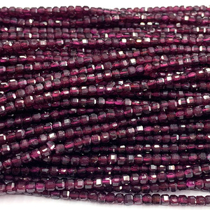 LINKED Natural Granat Edelsteine Halskette Armbänder Ohrringe Würfel Facettierte Perlen für DIY Schmuck herstellung Großhandel - Product Image 2