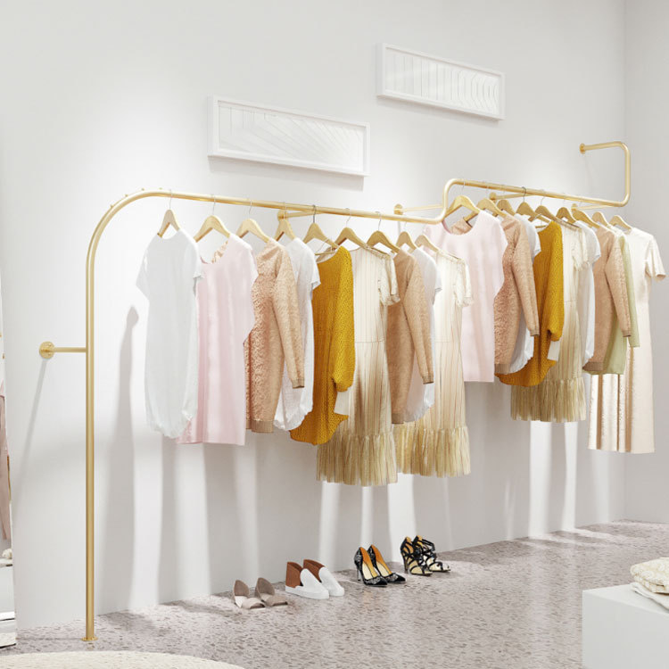 Maßgefertigte Gold-Metall Kleidungsständer für den Einzelhandel Wandmontierte Kleiderstangen für Boutiquen| Alibaba.com