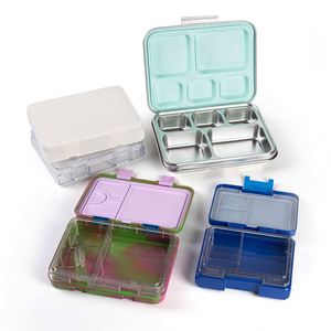 กล่องข้าวราคาโรงงาน ปลอดสาร BPA 4 ช่อง ป้องกันการรั่วซึม ทนทาน ทำจากสแตนเลส 304 กล่องอาหารกลางวันแบบใช้ซ้ำได้ กล่องเบนโตะโลหะ - Product Image 6