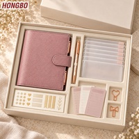 Carnet de budget Hongbo personnalisé en cuir litchi souple multicolore A6, or rose, 6 anneaux avec feuille volante, disponible comme cadeau de mariage