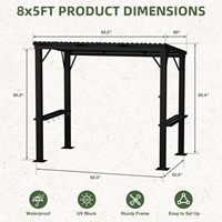 Gazebo de jardin avec toit rigide 5'x8', gazebo d'extérieur avec étagères latérales, auvent pour barbecue avec ouvre-bouteille et crochets