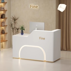 Escritorio de recepción con luz Led personalizada, muebles pequeños de oficina, recepción de madera, escritorio de recepción para peluquería - Product Image 1