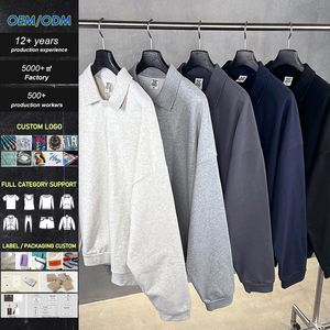 Sudaderas con Cuello Polo 65% Algodón 35% Poliéster, Logotipo Personalizado, Sudaderas Holgadas con Hombros Caídos, Ropa Urbana para Hombre - Product Image 1
