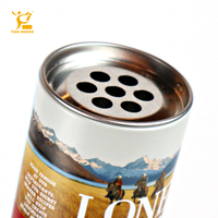 Tinsmaker vente en gros assaisonnement rond imprimé personnalisé sauce barbecue épices étain pot poivre poudre métal boîte de conserve avec double couvercle