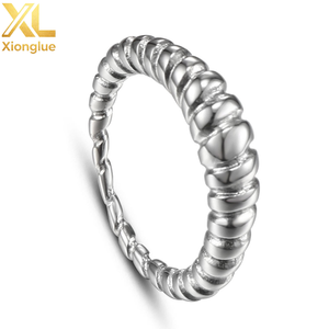 18K Gold Stainless Steel Croissant <b>Rings</b> Embossed Geometric <b>Thin</b> Twist Curve Engagement Party Jewelry Titanium Anniversaries - Product Image 4