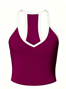 Women's 4 Pack Racerback Tank <b>Tops</b> - V Neck Cropped <b>Camisole</b> with White Trim Contrast Ribbed Workout Sleeveless <b>Tops</b> - Product Image 2