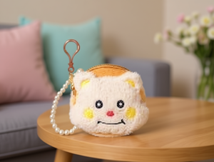 Borsa portamonete rotonda in peluche da 10 cm con design a forma di gatto dei cartoni animati per bambini e donne - Product Image 2