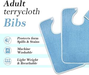 Bavoirs réutilisables en tissu éponge personnalisés pour adultes, hommes, femmes, personnes âgées, personnes handicapées, maisons de retraite, protections de vêtements pour la nourriture, tabliers - Product Image 3