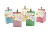 Boîte en papier alimentaire recyclé, 5 couleurs unies, pour bonbons et friandises, avec logo personnalisable, idéale pour les cadeaux de fête d'anniversaire ou de naissance
