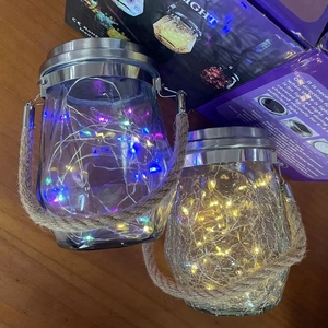 Glossy <span class=keywords><strong>Glass</strong></span> 30led <span class=keywords><strong>Solar</strong></span> Lanternas <span class=keywords><strong>Jar</strong></span> Lamp Decorative Garden Outdoor Hanging Light <span class=keywords><strong>Solar</strong></span> Powered Outdoor Lanternas para Yard Table - Product Image 6
