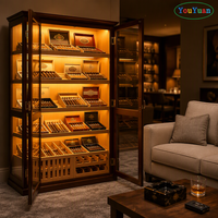 Vitrine à cigares en cèdre éclairée par LED sur mesure, comptoir de présentation de cigares, humidor, étuis à cigares pour les boutiques de tabac, les bars et les clubs