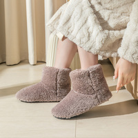 Femme hiver chaud bottes hautes haut peluche bottines intérieur maison coton chaussures pantoufles chaudes