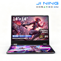 Ordinateur portable 2 en 1 à double écran tactile de 14 pouces, Intel N100, tactile 10 points, batterie 6500 mAh, stylet à pression, Windows 10 Business