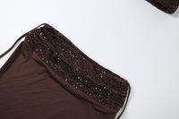 NOUVEAU STOCK Ensemble deux pièces pour femmes avec paillettes, haut de bikini triangle et jupe scintillante, ensemble streetwear élégant, tailles S-L