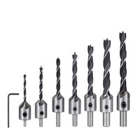 7pcs 3-Point Woodworking Countersink Drill Bits Set, Woodworking Chamfer Bits, 3mm-10mm High Carbon Steel Countersink Bit Set