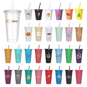 BPA Free 24 oz Custom Logo Color Changing Eco-Friendly Portable <b>Plastic</b> Drink Cup Lid Straw Food Grade Tumbler <b>Water</b> <b>Bottle</b> for - Product Image 3