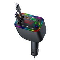 Chargeur de voiture à charge rapide L4, lecteur MP3, câble rétractable, émetteur FM