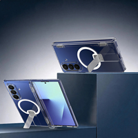 Casing Anti-Shock Transparan dengan Penyangga Magnetik untuk Samsung Galaxy Z Fold 8, Mendukung Pengisian Nirkabel, Lipat
