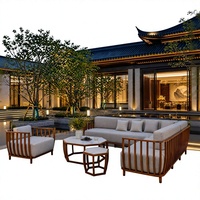 Ensemble de canapés d'extérieur en alliage d'aluminium Cunhe I, mobilier de maison pour hôtel/club-house/villa/jardin, canapé de loisirs et table basse combinés