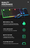 Keyboard USB 2.0 Berkabel 104-Tombol LED + Mouse Combo Aksesoris Gaming Terbaru untuk Rumah Kantor Notebook Komputer Desktop